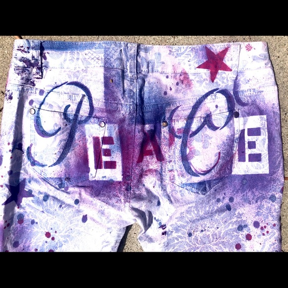 Skinny white n pale blue flower print jeans - Picture 5 of 7